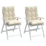 Cojines para silla con respaldo bajo 2 uds tela Oxford crema