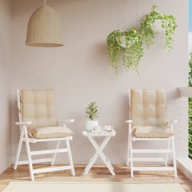Cojines para silla con respaldo bajo 2 uds tela Oxford beige Cojines para silla con respaldo bajo 2 uds tela Oxford beige