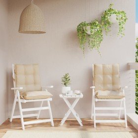 Cojines para silla con respaldo bajo 2 uds tela Oxford beige Cojines para silla con respaldo bajo 2 uds tela Oxford beige
