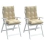 Cojines para silla con respaldo bajo 2 uds tela Oxford beige