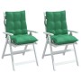 Cojines para silla con respaldo bajo 2 uds tela Oxford verde