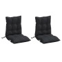 Cojines para silla con respaldo bajo 2 uds tela Oxford negro