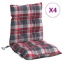 Cojines para silla respaldo bajo 4 uds tela Oxford cuadros rojo