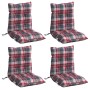 Cojines para silla respaldo bajo 4 uds tela Oxford cuadros rojo