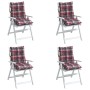 Cojines para silla respaldo bajo 4 uds tela Oxford cuadros rojo