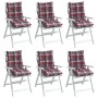 Cojines para silla respaldo bajo 6 uds tela Oxford cuadros rojo