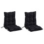 Cojines de silla respaldo bajo 2 uds tela Oxford cuadros negro