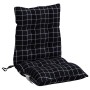 Cojines de silla respaldo bajo 2 uds tela Oxford cuadros negro