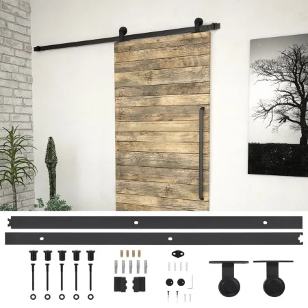 SKIEN sliding door hardware kit black steel 200cm by vidaXL, doorframes - Ref: Foro24-145263, Price: 62,51 €, Discount: %