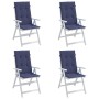Cojines para silla con respaldo alto 4 uds tela azul marino