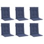 Cojines para silla con respaldo bajo 6 uds tela azul marino