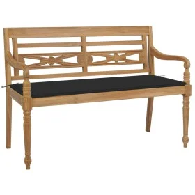 Batavia solid teak wood bench with black cushion 120 cm by vidaXL, garden benches - Ref: Foro24-3062161, Price: 219,49 €, Dis...