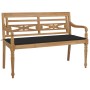 Bank aus massivem Teakholz Batavia mit schwarzem Kissen 120 cm von vidaXL, Gartenbänke - Ref: Foro24-3062161, Preis: 223,50 €...