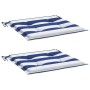 Cojines silla jardín 2uds tela a rayas azul y blanco 50x50x4 cm