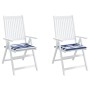 Cojines silla jardín 2uds tela a rayas azul y blanco 50x50x4 cm