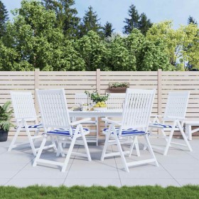 Cojines silla jardín 6 uds tela a rayas azul y blanco 50x50x4cm