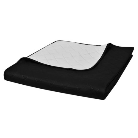 Colcha acolchada a doble cara negro blanco 230x260 cm