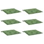 Cojines de silla 6 uds tela estampado de hojas 50x50x4 cm
