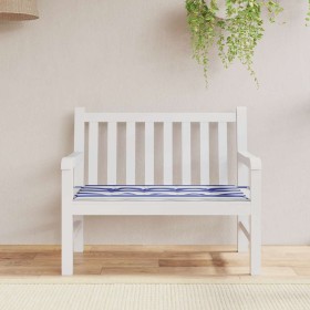 Cojín banco jardín tela Oxford a rayas azul y blanco 100x50x4cm