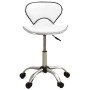 Taburete de salón de belleza de cuero sintético blanco