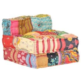 Puf modular de tela patchwork