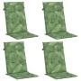 Cojines de silla de respaldo alto 4 uds tela estampado de hojas