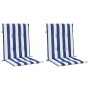 Cojines silla de respaldo bajo 2 uds tela a rayas azul y blanco