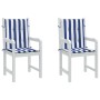 Cojines silla de respaldo bajo 2 uds tela a rayas azul y blanco
