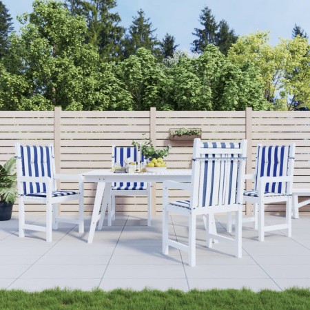 Cojines silla de respaldo bajo 4 uds tela a rayas azul y blanco