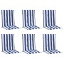 Cojines silla de respaldo bajo 6 uds tela a rayas azul y blanco