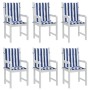 Cojines silla de respaldo bajo 6 uds tela a rayas azul y blanco