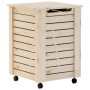 Cesta ropa sucia con ruedas RANA madera maciza pino 45x45x64 cm