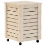 Cesta ropa sucia con ruedas RANA madera maciza pino 45x45x64 cm