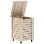 Cesta ropa sucia con ruedas RANA madera maciza pino 45x45x64 cm