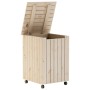 Cesta ropa sucia con ruedas RANA madera maciza pino 45x45x64 cm