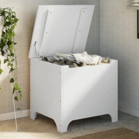 Caja de almacenaje y tapa RANA madera maciza blanca 60x49x54 cm Caja de almacenaje y tapa RANA madera maciza blanca 60x49x54 cm