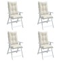 Cojines silla respaldo alto 4 uds tela crema melange 120x50x7cm