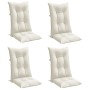 Cojines silla respaldo alto 4 uds tela crema melange 120x50x7cm