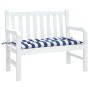 Cojín banco jardín tela Oxford a rayas azul y blanco 100x50x7cm