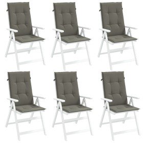 Cojines para silla respaldo alto 6 uds tela gris oscuro melange Cojines para silla respaldo alto 6 uds tela gris oscuro melange
