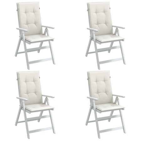 Cojines silla respaldo alto 4 uds tela crema melange 120x50x4cm
