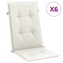 Cojines silla respaldo alto 6 uds tela crema melange 120x50x4cm