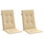 Cojines silla respaldo alto 2 uds tela beige melange 120x50x4cm
