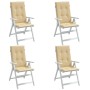 Cojines silla respaldo alto 4 uds tela beige melange 120x50x4cm