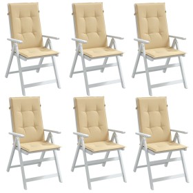 Cojines silla respaldo alto 6 uds tela beige melange 120x50x4cm Cojines silla respaldo alto 6 uds tela beige melange 120x50x4cm