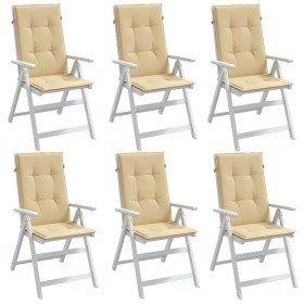 Cojines silla respaldo alto 6 uds tela beige melange 120x50x4cm Cojines silla respaldo alto 6 uds tela beige melange 120x50x4cm