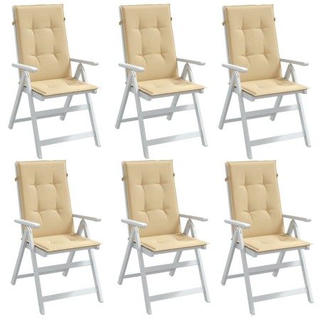 Cojines silla respaldo alto 6 uds tela beige melange 120x50x4cm