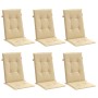 Cojines silla respaldo alto 6 uds tela beige melange 120x50x4cm