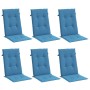 Cojines silla respaldo alto 6 uds tela azul melange 120x50x4 cm