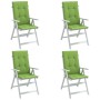 Cojines silla respaldo alto 4 uds tela verde melange 120x50x4cm